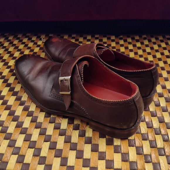 Moretti Black Label Monk Strap Dress Shoe Brown Leather Oxford Size 10 - Picture 4 of 6
